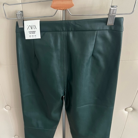 ZARA Green Faux Leather Pants NWT - Picture 5 of 10